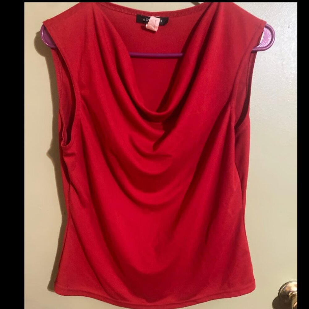 Red Sleeveless Jonden Cowl Neck Blouse L